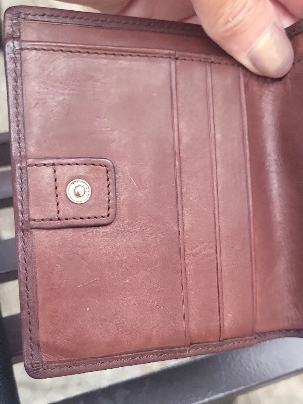 Coach  Dark Brown Leather Zip Card Wallet